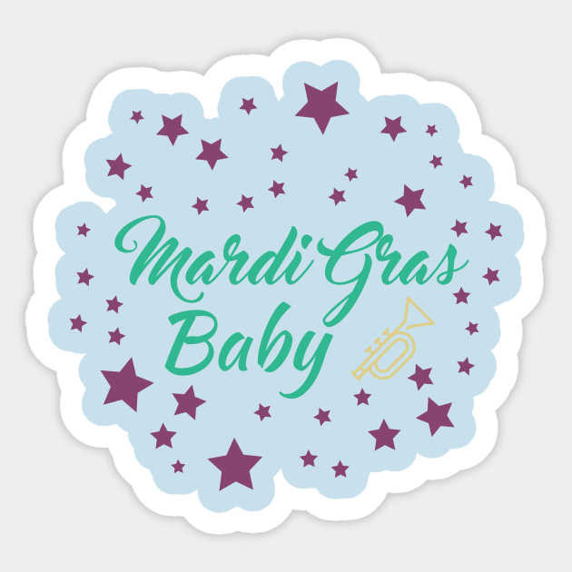 Mardi Gras Baby T-shirt and Apparel Sticker by TeeBunny17